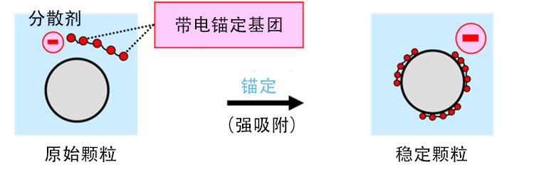 带电分散剂在水中固体颗粒表面的吸附