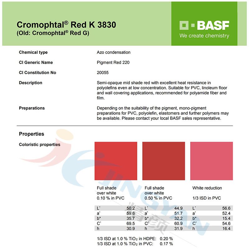 巴斯夫K3830固美透红BASF Cromophtal K3830偶氮缩合颜料（颜料红220）